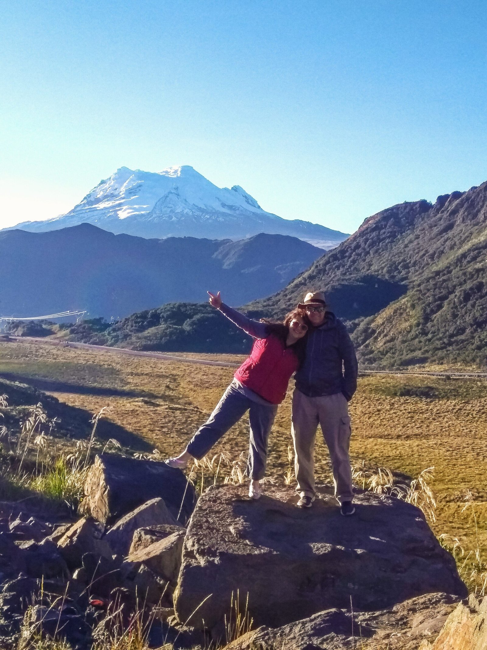 Norma and Don overlooking the Andes mountains on their first trip to South America